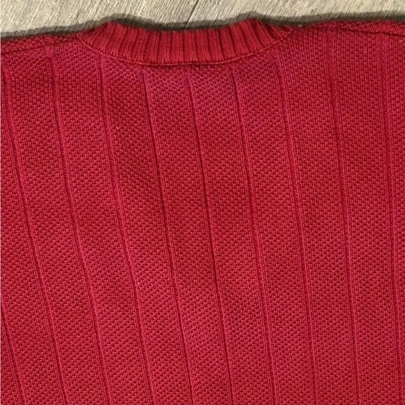 Vintage Chemise Lacoste Izod V Neck Sweater Large Burgundy Red Excellent - Picture 6 of 7